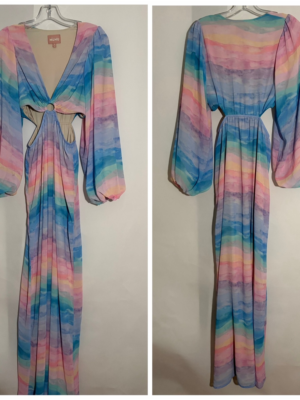 SHOW ME YOUR MUMU GO OUT CUT OUT MAXI DRESS Mermaid Waves Color Size XS
